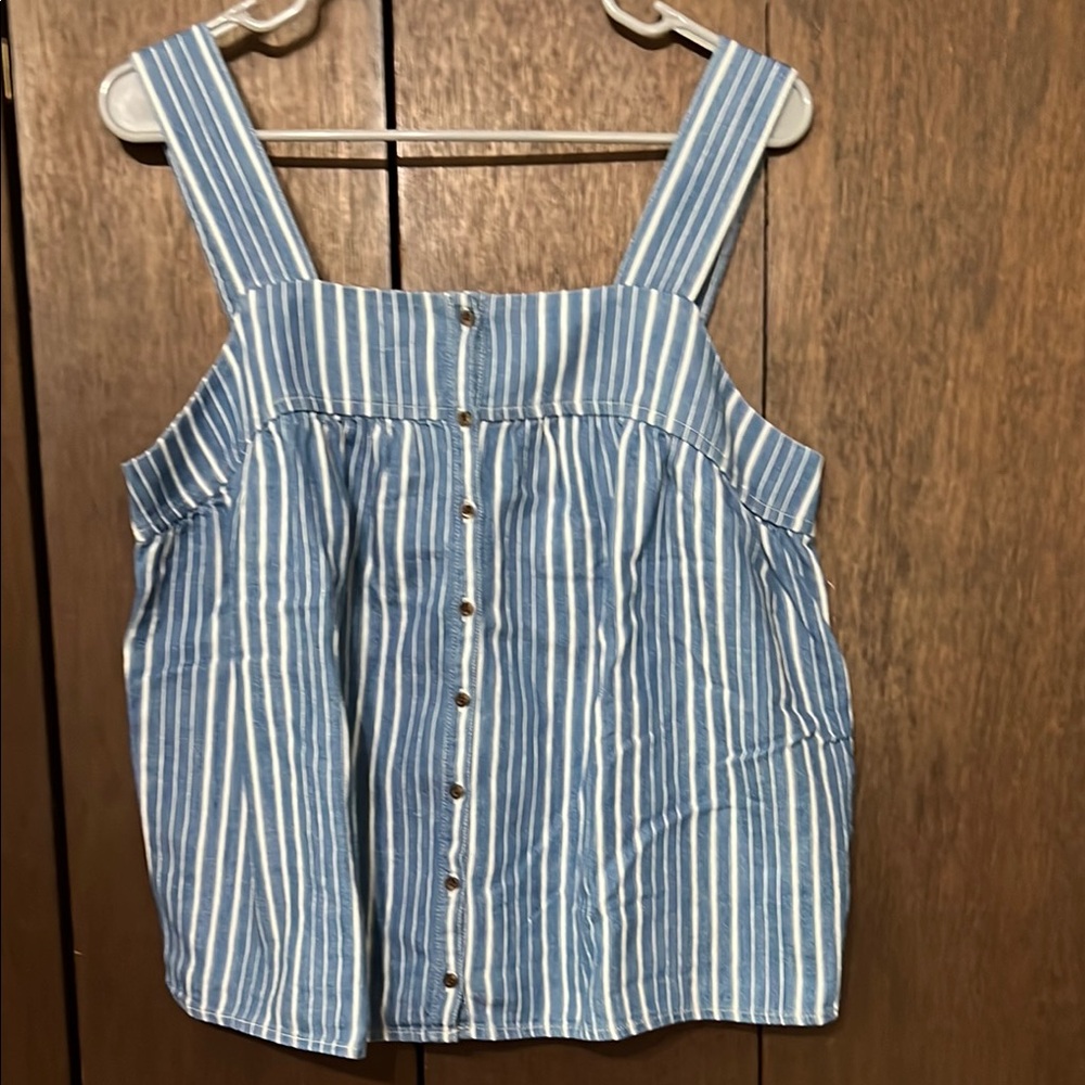 Old Navy Blue and White Striped Sleeveless Top